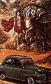 affiche pour Fiat 1400 1957 Giorgio de Chirico surréalisme métaphysique